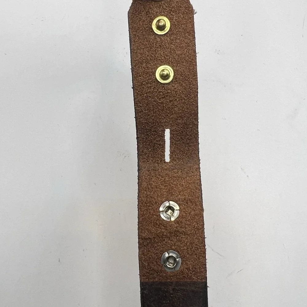 Leather Belt 33 Brown No Buckle No Keeper Loop Has Snap Fasteners Classic